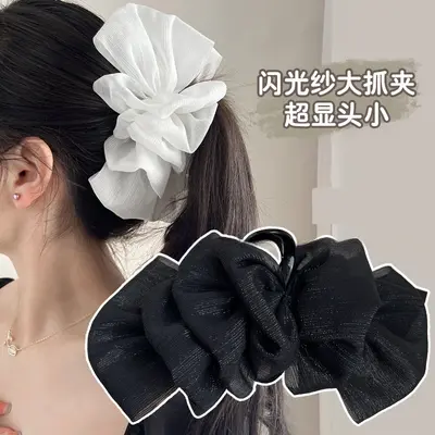 Lace seersucker hair clip shark clip extra large hair clip holder woman back hair clip 2023 new style