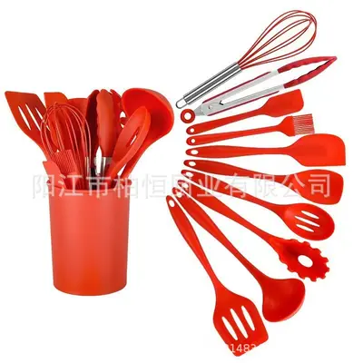 11-piece silicone kitchen utensil set non-stick cooking spatula cooking scraper oil brush kitchen cooking spatula in stock - 6