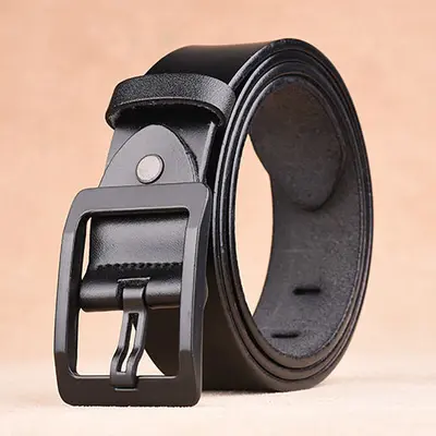 [Free Hole Punch] Men's Belt Pure Leather Pin Buckle Men's Denim Comfortable Retro Comfort Easy to Match Genuine Leather Belt - 3