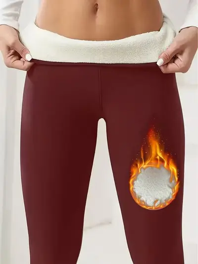 Winter fleece yoga leggings, high waist, warm lined, slimming - 8