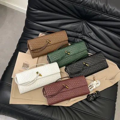 Örgü Baget Çanta, Retro Tasarım, Yumuşak Deri, Tek Omuz ve Çapraz Askılı - 4