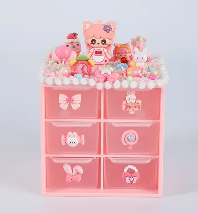 Children's 6-Compartment Jewelry Storage Box with Cream Glue DIY Craft Kit - 7