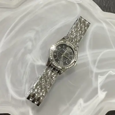 Damen-Quarzuhr, Stahlband, Strass-Zifferblatt - 8