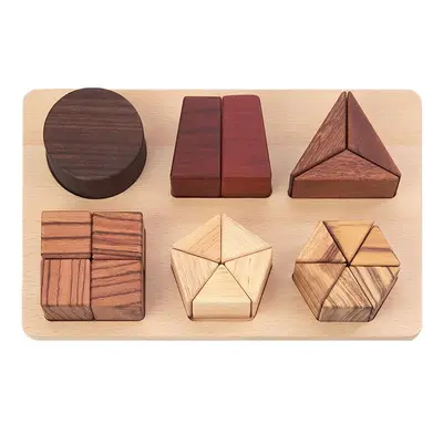 Unpainted Wooden Geometric Shape Pairing Stacking Blocks