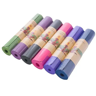 Yoga mat TPE, 183x80x0.6cm, monochrome, for beginners - 6