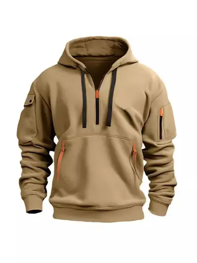 Grenzüberschreitender Export europäische Größe Frühling und Herbst Herren-Sweatshirt mit Kapuze und Reißverschluss Multi-Pocket Pullover Herren-Sportjacke Freizeitjacke