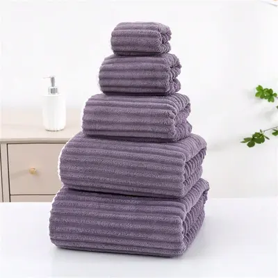 Badehandtuch-Set fünfteilig, Zuckersamt, fusselarm - 11