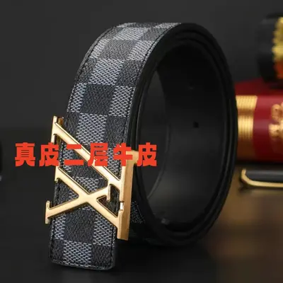 Neuer Herren-Ledergürtel 3,8 cm breit mit XL-Buchstabenschnalle, glatte Schnalle, Herrengürtel, jugendlich, koreanischer Stil, modisch, Geschäftskollektion - 5