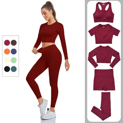 Avrupa ve Amerikan yeni yoga giyim seti profesyonel spor yoga pantolonları koşu kalça kaldırma dikişsiz spor çıplak sutyen toptan - 2