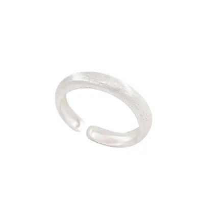 Natural stone and silver open ring, minimalist style
