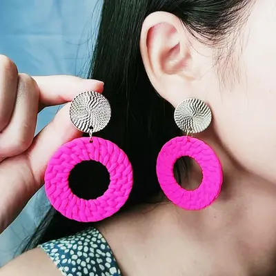 12-Color Bohemian Geometric Round Spray-Painted Earrings
