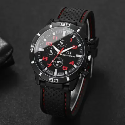 Men's Quartz Watch Silicone Strap Sports Style Waterproof - 13