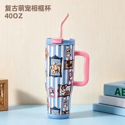 40 Oz Çift İçecekli Paslanmaz Çelik Termos Bardak, Pipetli, Büyük Kapasiteli - 10