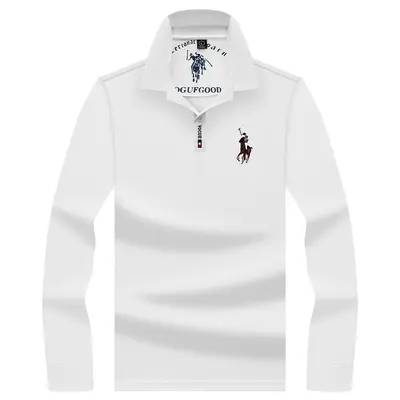 Herren Langarm-Poloshirt aus reiner Baumwolle, bestickt - 7