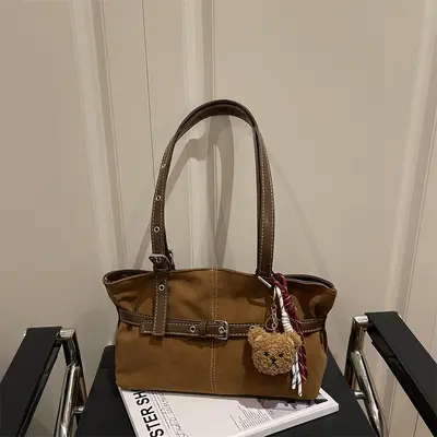 Women's Single Shoulder Bag Large Capacity Retro Simple Tote Bag Autumn Winter - 8