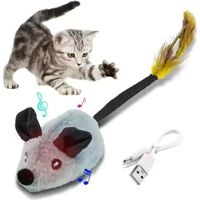 Remote Control Electric Plush Mouse Cat Toy, Realistic Design - 8