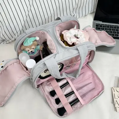 Kosmetiktasche mit doppelter Öffnung große Kapazität voluminös tragbar