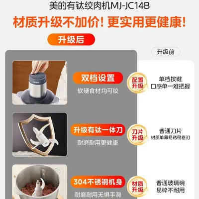 美的绞肉机家用小型搅拌机多功能不锈钢料理机碎肉MJ-JC14B