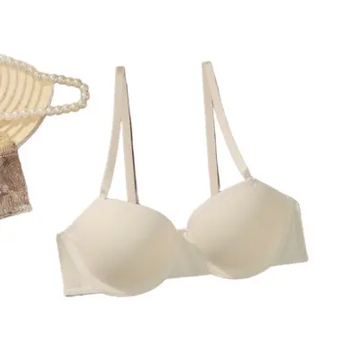 Low-Cut Push-Up Half-Cup Bra, Underwired, Ribbed