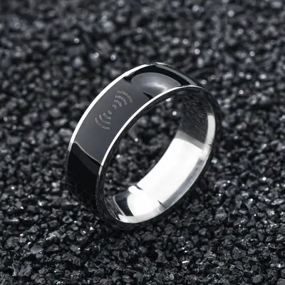 NFC smart ring, stainless steel, black - 2