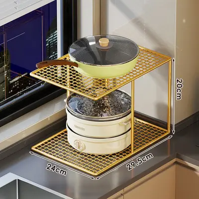 下水槽置物架橱柜分层隔板厨房锅架灶台餐具收纳水槽下锅子分隔架 - 10