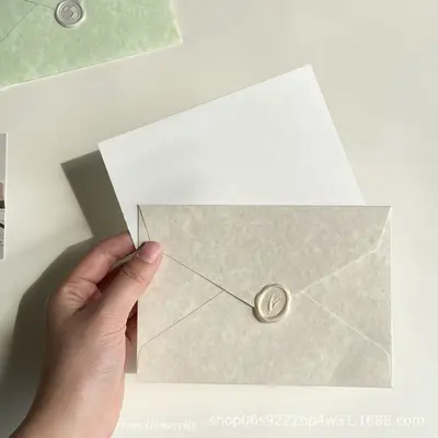 Macaron Color Lamb Leather Pattern Envelope and Greeting Card Set, Holiday Gift - 7