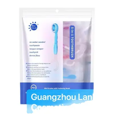 Sınır ötesi patlayıcı boncuklu diş fırçası tek kullanımlık mini taşınabilir ev tipi bağımsız İngilizce yumuşak kıllı kürdan ve diş ipi seti toptan satış