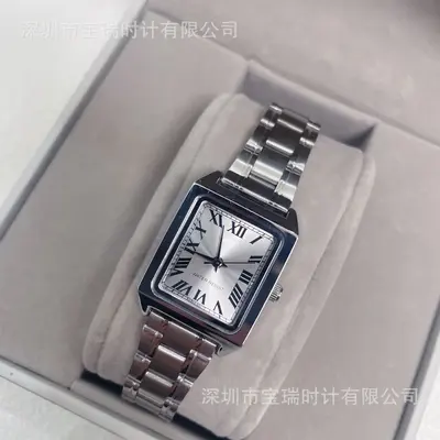 Женские часы Ouxi LTP-V007 серии Steel Strap, минималистичные, с римскими цифрами, кварцевые, из нержавеющей стали, в ретро-стиле, маленькие квадратные часы