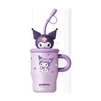 Karikatür Kitty Paslanmaz Çelik Su Bardağı Saplı Pipetli Taşınabilir - 11
