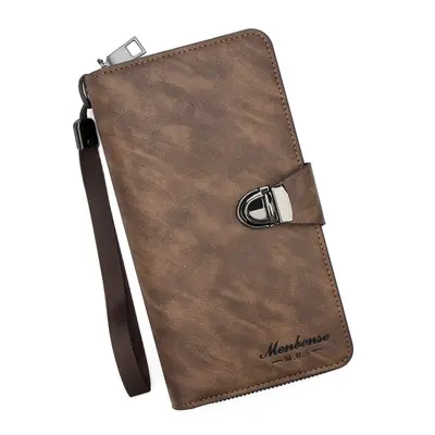 Long Men's Wallet with Lock Buckle Clutch, Large Capacity - 6