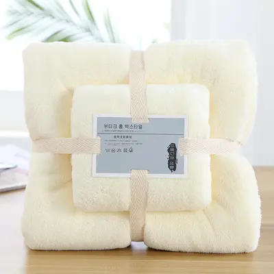 Manufacturer wholesale coral velvet towel bath towel gift set thickened mother-in-law towel set with printed logo - 11