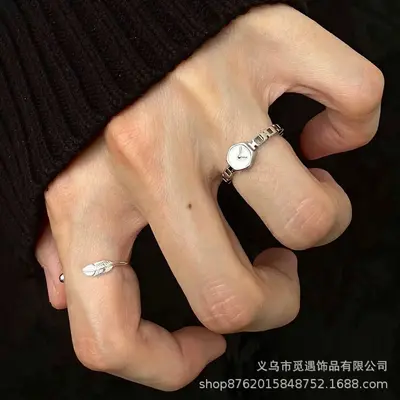 Uhr-Ring mit umgekehrtem Zifferblatt, Vintage-Design, stapelbar - 1
