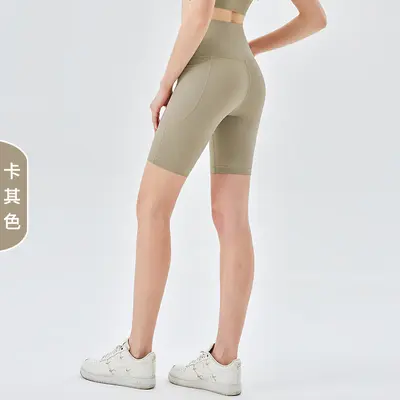 Yüksek Belli Lycra Spor Şortu, Cepli ve Kalça Kaldırıcı, Yaz Modeli - 8