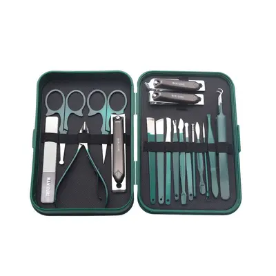 Men's nail care kit with dark green storage box - 6