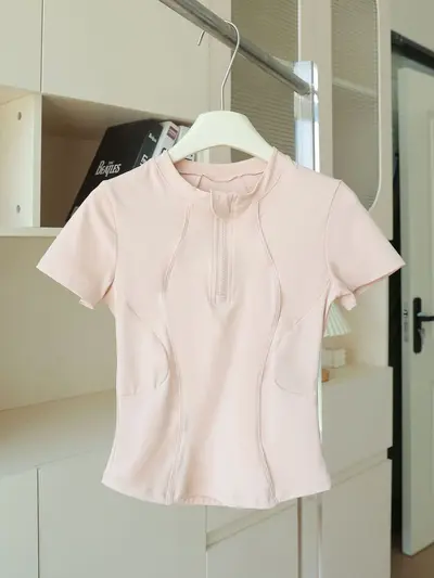 Women's Summer Sports Top, Thin, Stand-up Collar, Running and Pilates - 11