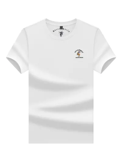 Herren-T-Shirt aus Baumwolle, Rundhals, kurzarm, mit Stickerei