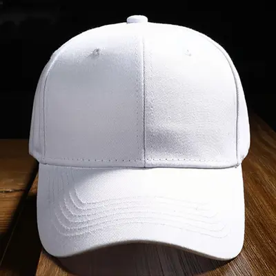 100% Cotton Pure White Solid Color Student Sports Day Military Training Activity Duck Bill Cap Unisex Face-Flattering Sun Protection Hard Top Baseball Cap