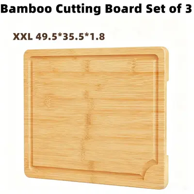 Carbonized Bamboo Cutting Board 3-Piece Set with Non-Slip Mat and Stand - 7