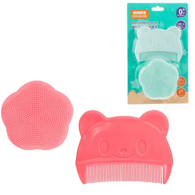Baby Cradle Cap Comb and Shampoo Brush Set, Silicone - 8