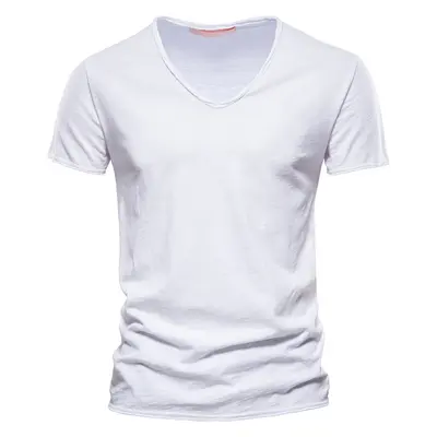 Men's Solid Slub V-Neck T-Shirt, 100% Cotton, Short Sleeve - 7