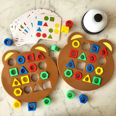 Çocukların erken eğitimi için geometrik şekil eşleştirme oyunu, Montessori eğitici blokları, ebeveyn-çocuk etkileşimli savaş duyusal tahta oyunu