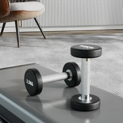 Erkekler için evde fitness için saf çelik dambıl seti kombinasyonu Kadınlar için hepsi bir arada spor salonu ticareti için 50 kg kauçuk kaplı dambıl çifti