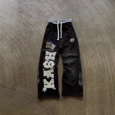 Street Fashion Unisex Loose Straight-Leg Pants with American-Style Print