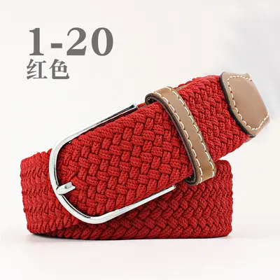 Popular online women's canvas belt men's elastic belt casual elastic woven needle buckle belt wholesale - 13