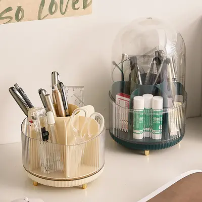 Rotating makeup brush storage box, transparent, dustproof