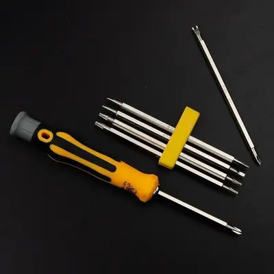 Screwdriver set with Phillips, star, triangle, slotted, and double-head bits - 4