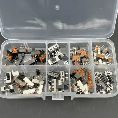70er-Set Kippschalter, 8 Typen, 3 Pins, im Karton - 3
