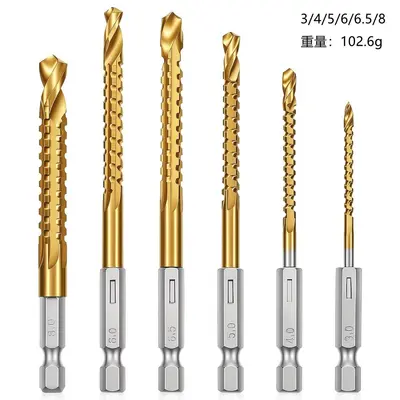 6-teiliges Holzbohrer-Set mit Rundschaft, Legierung - 11