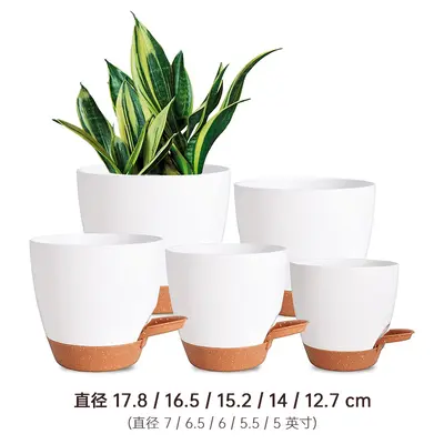 Verdickter Kunststoff-Blumentopf mit Drainage und Selbstbewässerung - 9