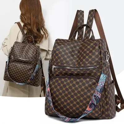 Retro-Damenrucksack mit Musterdruck, lässig - 1